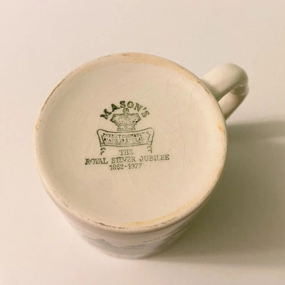 Vintage 1977 Royal Silver Jubilee Mason  Ironstone Mug Set of 2 England Crazing - Picture 6 of 16
